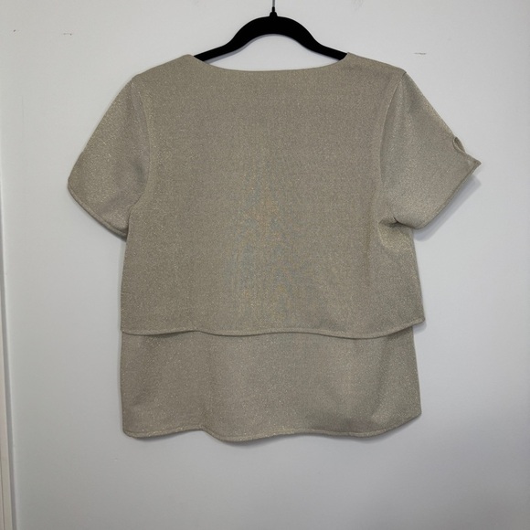 ISLE by Melis Kozan Ace Top Cyclone Metallic Layered Blouse NWT Size Small - Picture 2 of 8